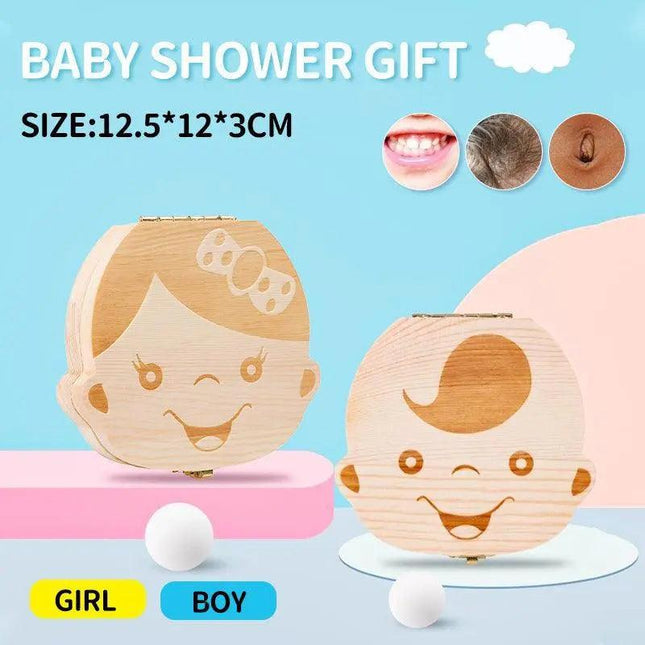 Baby Tooth Box Organizer Save Milk Teeth Wood Boy Girl Kids Storage Gift Case AU - Aimall