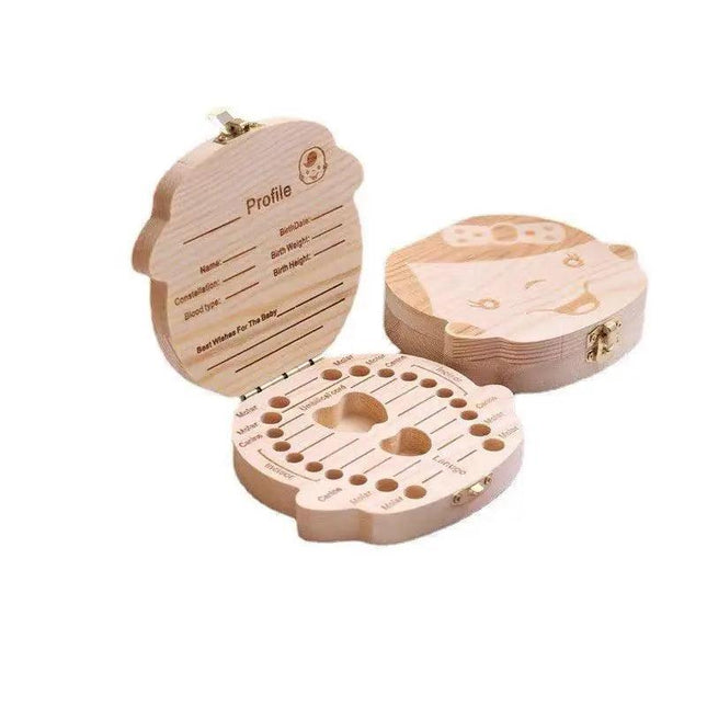 Baby Tooth Box Organizer Save Milk Teeth Wood Boy Girl Kids Storage Gift Case AU - Aimall