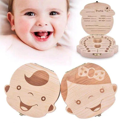 Baby Tooth Box Organizer Save Milk Teeth Wood Boy Girl Kids Storage Gift Case AU - Aimall