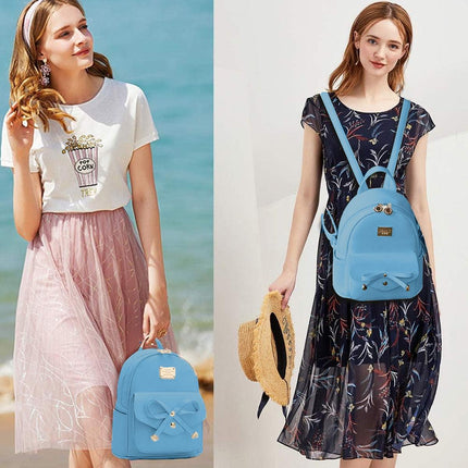 Blue Butterfly Shoulder Bag Student Schoolbag Backpack Travel Tote for Girls