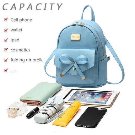 Blue Butterfly Shoulder Bag Student Schoolbag Backpack Travel Tote for Girls