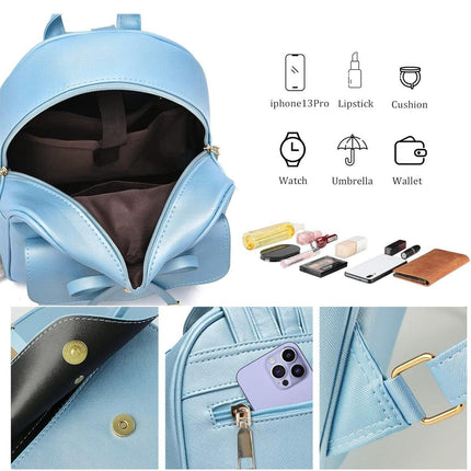 Blue Butterfly Shoulder Bag Student Schoolbag Backpack Travel Tote for Girls
