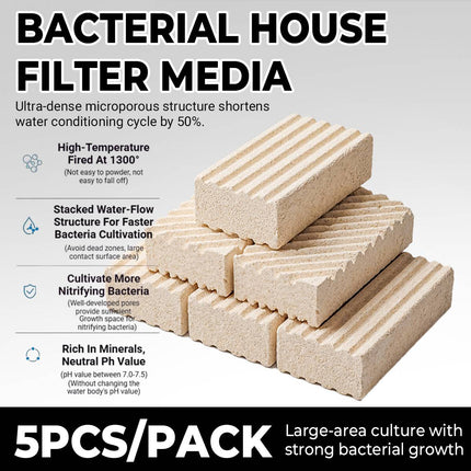 Aquarium Bacteria House Ceramic Filter Media 5 Pack Nitrifying Bricks