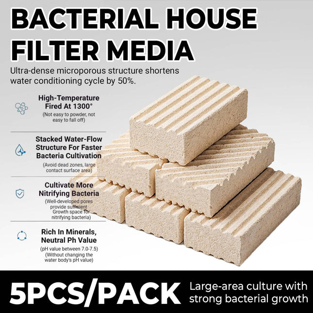Aquarium Bacteria House Ceramic Filter Media 5 Pack Nitrifying Bricks