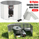 2X 10 Plates Camping Stove Wind Shield Foldable Aluminum Alloy Portable Windproof