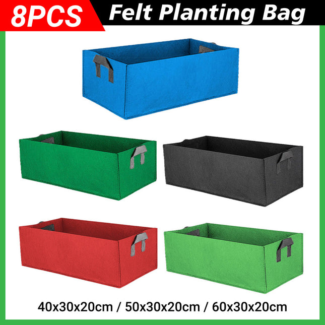 8pcs Felt Rectangular Planting Bags Vegetable Grow Bags Non-Woven Flower Pots