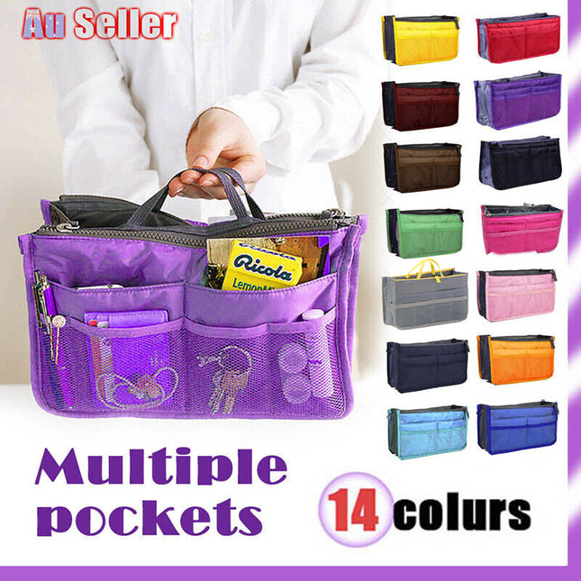 Handbag Insert Organiser Bag Travel Makeup Purse Wallet Pouch Women Multi Pocket