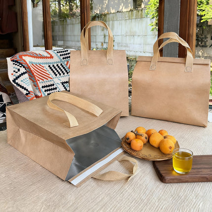 50PCS Thermal Insulated Takeaway Bags with Handles Food Delivery Packaging Bags