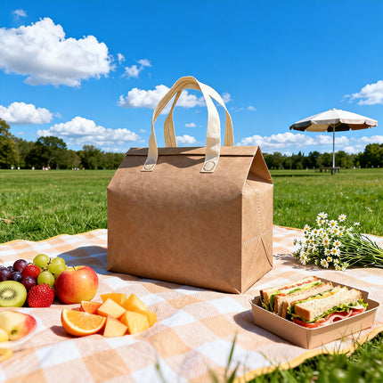 50PCS Thermal Insulated Takeaway Bags with Handles Food Delivery Packaging Bags