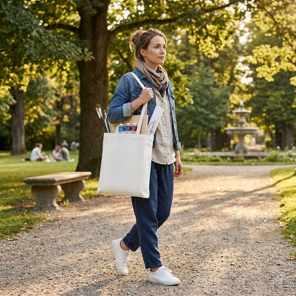 Blank Canvas Tote Bags 10 Pack Long Shoulder Straps