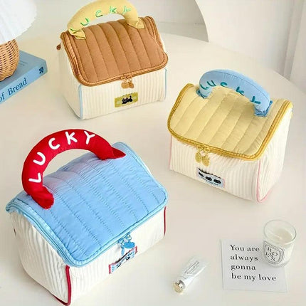 Cute Cabin Cosmetic Bag Large Capacity Portable Travel Storage Handheld Wash Bag