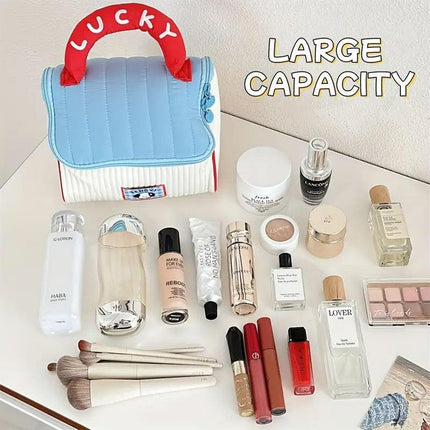 Cute Cabin Cosmetic Bag Large Capacity Portable Travel Storage Handheld Wash Bag