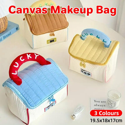 Cute Cabin Cosmetic Bag Large Capacity Portable Travel Storage Handheld Wash Bag