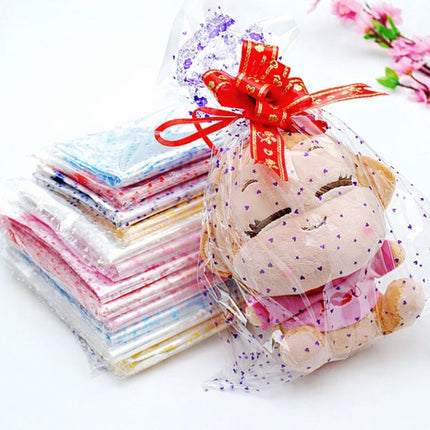 Clear Heart Print Plush Gift Bags 100 Pack 28x40cm