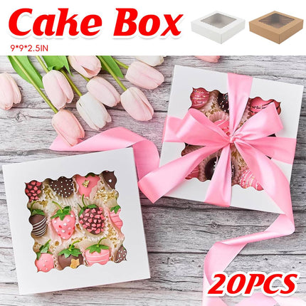 20Pcs Pastry Box Baking Packaging Gift Container Food Grade Bakery Takeaway Set