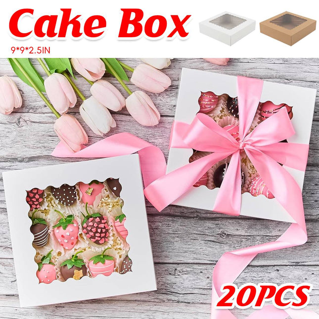 20Pcs Pastry Box Baking Packaging Gift Container Food Grade Bakery Takeaway Set