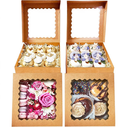 20Pcs Pastry Box Baking Packaging Gift Container Food Grade Bakery Takeaway Set