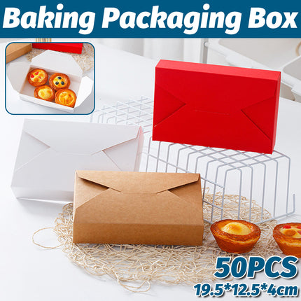 50PCS Baking Dessert Packaging Boxes Wear-Resistant for Pastry Cake Gift Use