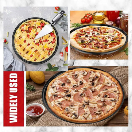 3pcs Pizza Pan Non-Stick Crisper Tray Oven Baking Bakeware With Holes 24-28CM