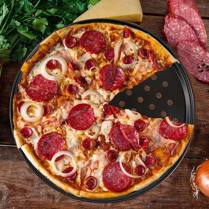 3pcs Pizza Pan Non-Stick Crisper Tray Oven Baking Bakeware With Holes 24-28CM