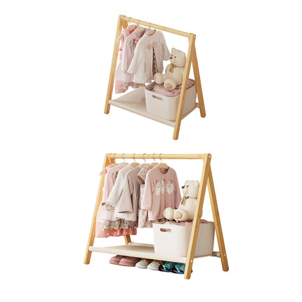 Folding Bamboo Clothes Hanger with Storage Shelf Space Saving Durable Sturdy