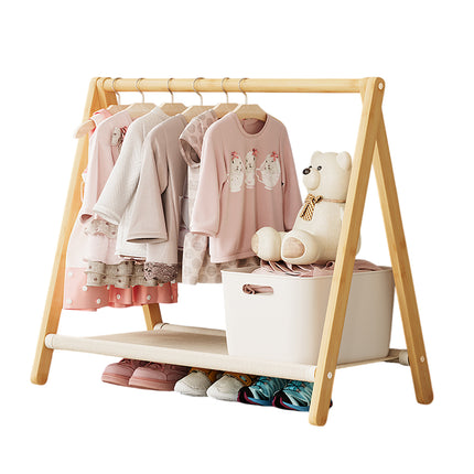 Folding Bamboo Clothes Hanger with Storage Shelf Space Saving Durable Sturdy