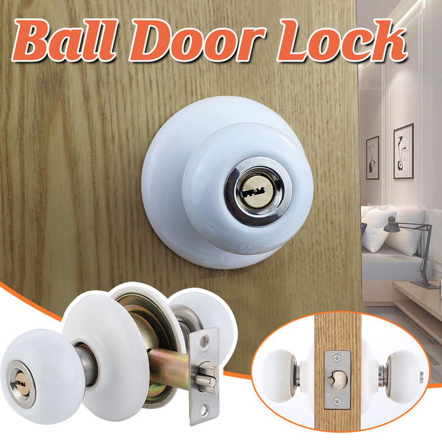 Ceramics Door Knob Lock Key Locking Set Interior Exterior Knob Bedroom Bathroom
