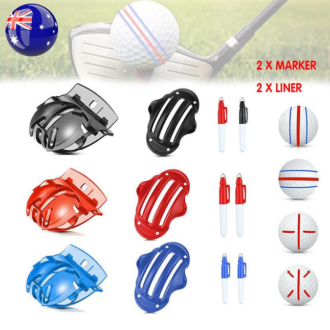 Sports Alignment Golf Ball Marker 3 Line Tool Drawing Liner Set Stencil Au Stock