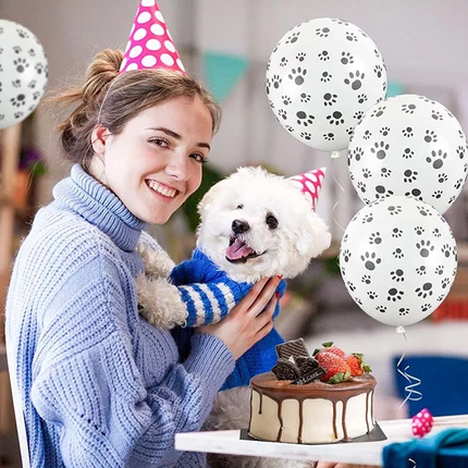 12pcs Cow Print or Paw Print Balloons White Latex Party Decorations 12 Inch