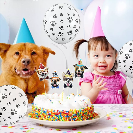12pcs Cow Print or Paw Print Balloons White Latex Party Decorations 12 Inch