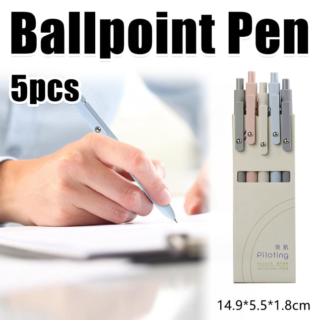 5pcs Press Gel Pen Office Ballpoint Pen Writing Tool School Supplies Smooth Pen