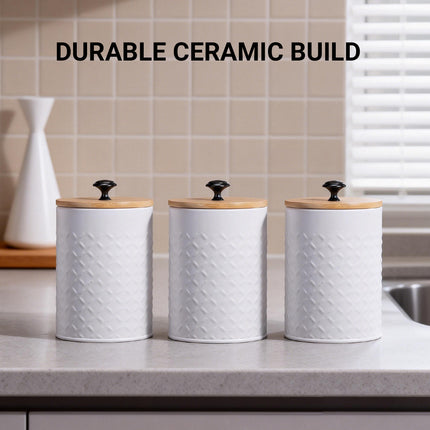 3PCS Bamboo Lid Sealed Storage Jars Simple Desktop Canisters For Kitchen Food
