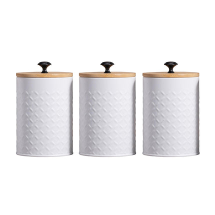 3PCS Bamboo Lid Sealed Storage Jars Simple Desktop Canisters For Kitchen Food