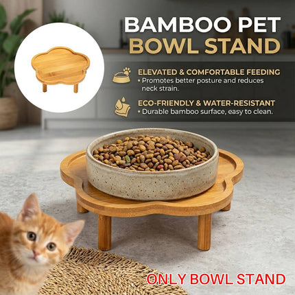 Bamboo Flower Shape Elevated Pet Bowl Stand Only