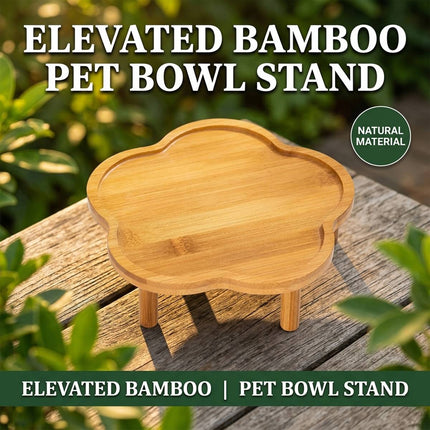 Bamboo Flower Shape Elevated Pet Bowl Stand Only