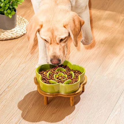 Bamboo Flower Shape Elevated Pet Bowl Stand Only