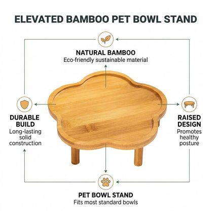 Bamboo Flower Shape Elevated Pet Bowl Stand Only