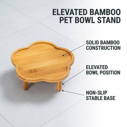 Bamboo Flower Shape Elevated Pet Bowl Stand Only