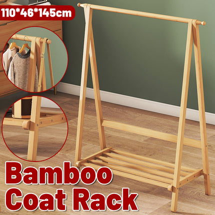Bamboo Floor Standing Coat Rack Durable Space Saving for Bedroom Entryway Use
