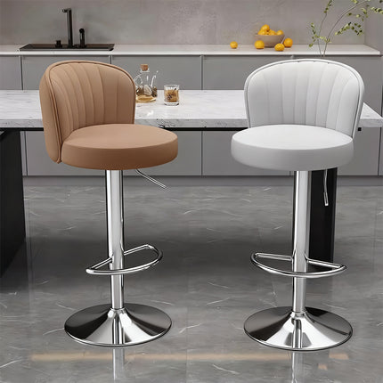 Bar Stool Adjustable Height Modern PU Leather Seat Metal Frame for Kitchen Bar