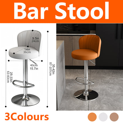 Bar Stool Adjustable Height Modern PU Leather Seat Metal Frame for Kitchen Bar