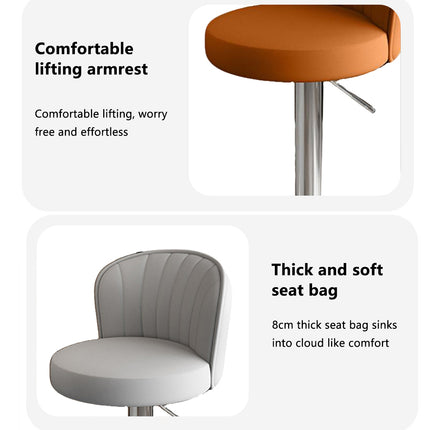 Bar Stool Adjustable Height Modern PU Leather Seat Metal Frame for Kitchen Bar