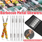 BBQ Skewers 10PCS Flat Stainless Steel 41cm Carry Bag Kebab Grill Sticks Outdoor