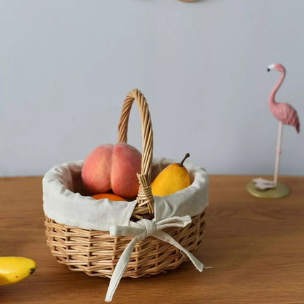 Woven Flower Basket Storage Basket Picnic Basket Mini Cloth Lined Flower Basket