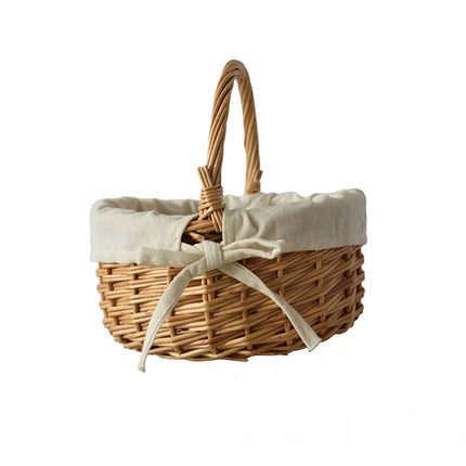 Woven Flower Basket Storage Basket Picnic Basket Mini Cloth Lined Flower Basket