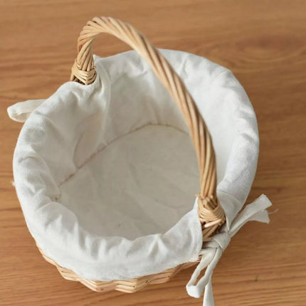 Woven Flower Basket Storage Basket Picnic Basket Mini Cloth Lined Flower Basket