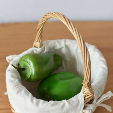 Woven Flower Basket Storage Basket Picnic Basket Mini Cloth Lined Flower Basket