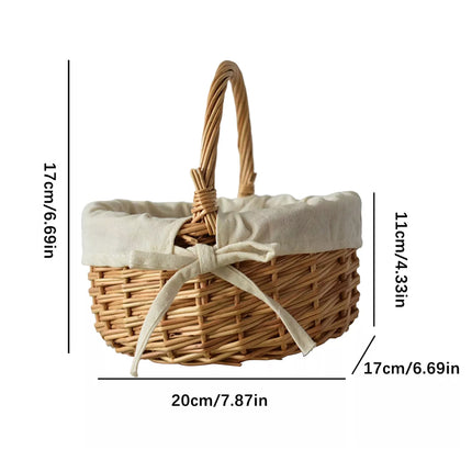 Woven Flower Basket Storage Basket Picnic Basket Mini Cloth Lined Flower Basket