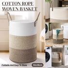 Handheld Cotton Rope Woven Storage Basket for Bedroom Bathroom Closet Durable