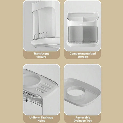 Wall Mounted Kitchen Chopsticks Storage Rack Drain Basket Holder Organizer Box